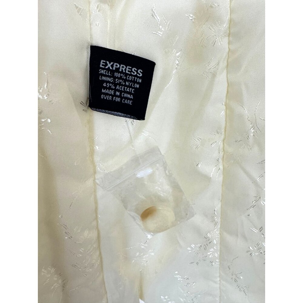 Express Creme‎ Ivory Corduroy Jacket Coat Lined Size 7/8 Cotton New Fall Winter - Picture 7 of 8